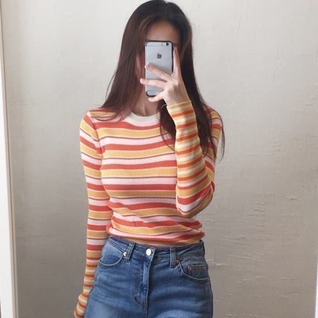 오렌지 단가라 티셔츠, 스트라이프 티셔츠