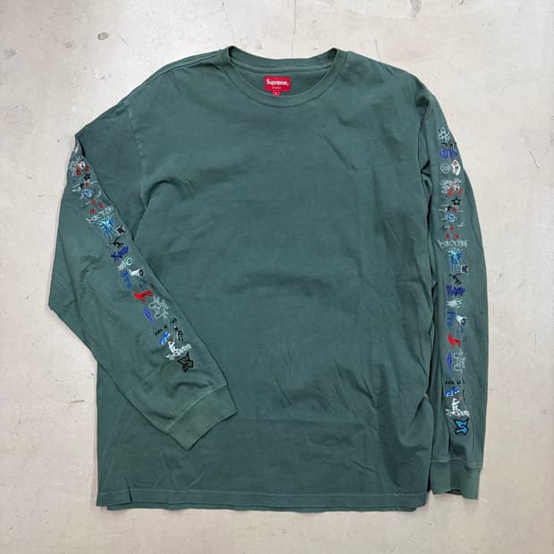 Supreme aoi 소매 자수 디테일 롱슬리브 L teal