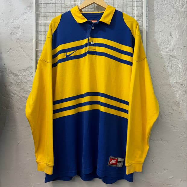 90s 나이키 올드스쿨 빈티지 배색 럭비 티셔츠 2XL