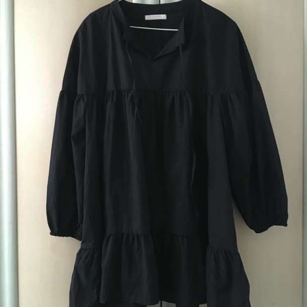 일본빈티지 블랙 원피스 블라우스 캉캉 cos꼼데유니클로