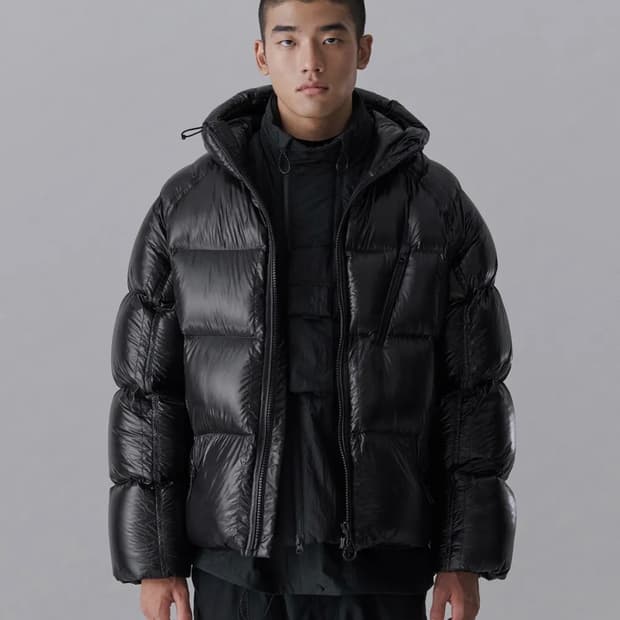 시티 레저 시어 립스탑 후디드 다운 숏 패딩 재킷 [블랙] 