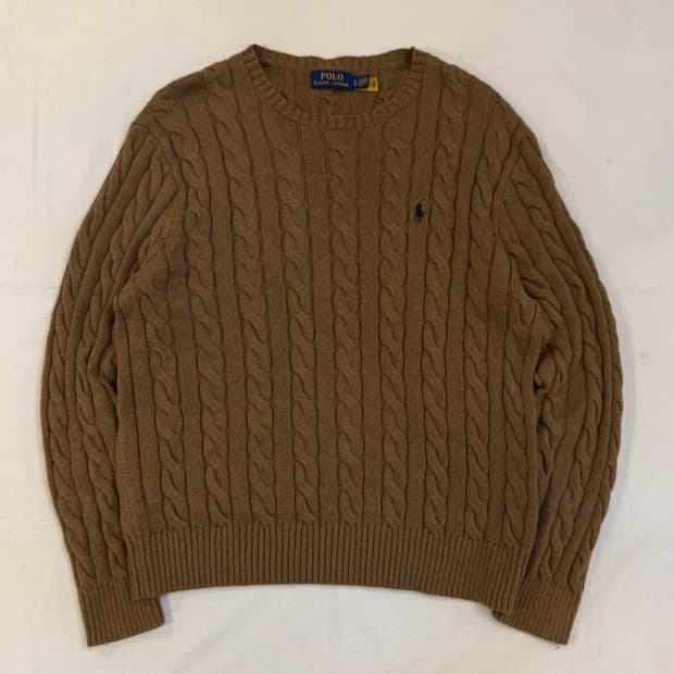 폴로 랄프로렌 꽈배기 케이블 니트 된장 브라운