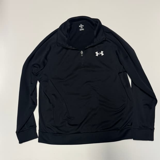 언더아머 기능성 기모 풀오버 반집업 긴팔티 XL 블랙