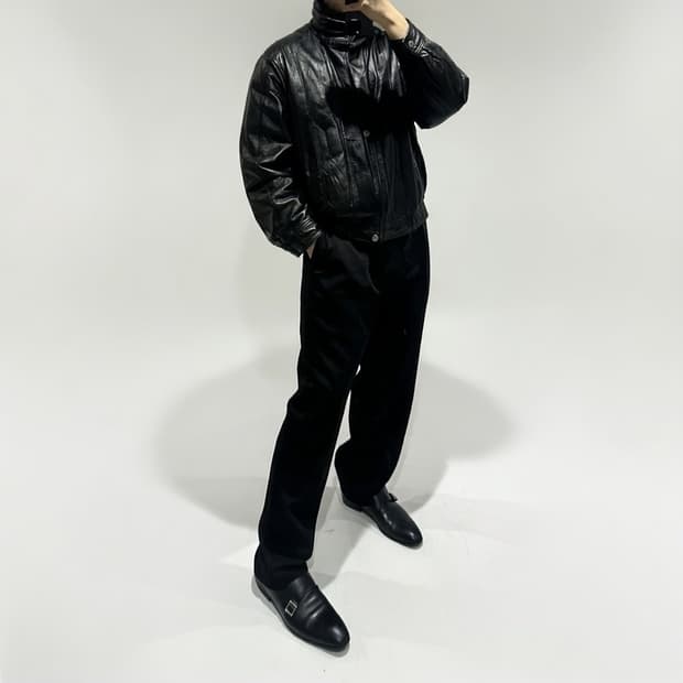 윌슨레더 하이넥 더블레이어 레더자켓