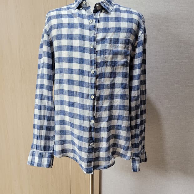 유니온베이 Unionbay 남자 린넨 체크셔츠 105 블루