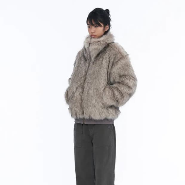 Wellbeing express 웰빙익스프레스 퍼자켓 그레이