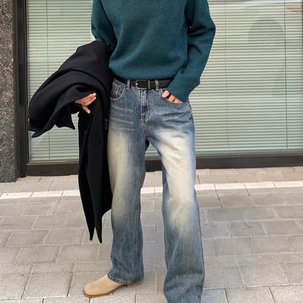 휴즈네스트 Ol tanned warm blue semiwide 데님