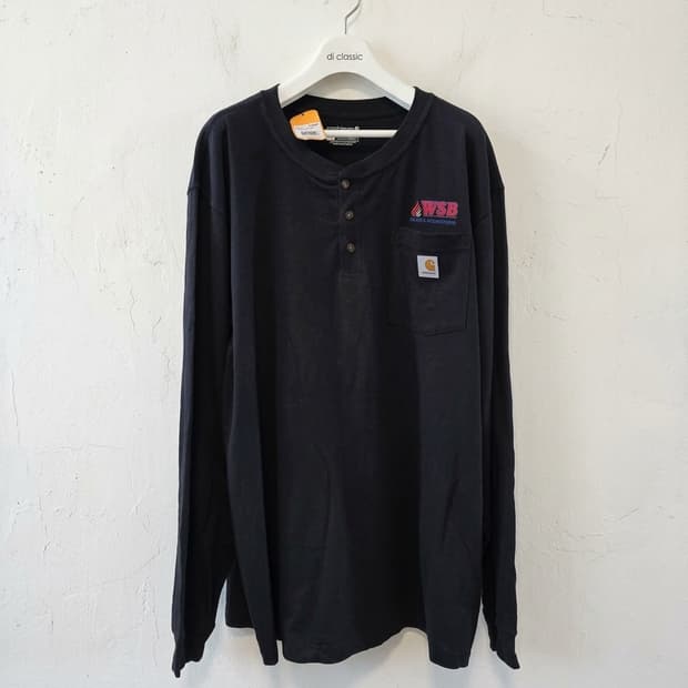 칼하트 블랙 헨리넥 루즈핏 긴팔티셔츠 XL