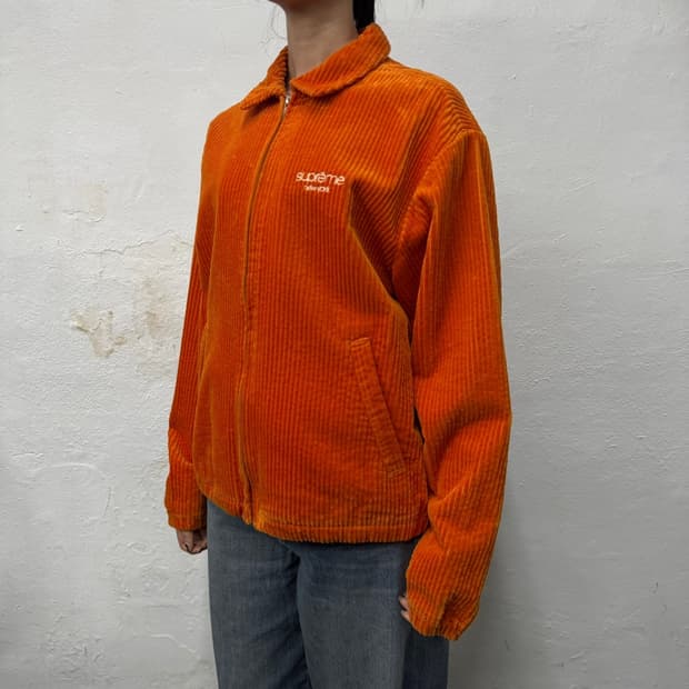 슈프림 20ss week6 오렌지 와이드웨일 코듀로이 집업 해링턴 자켓