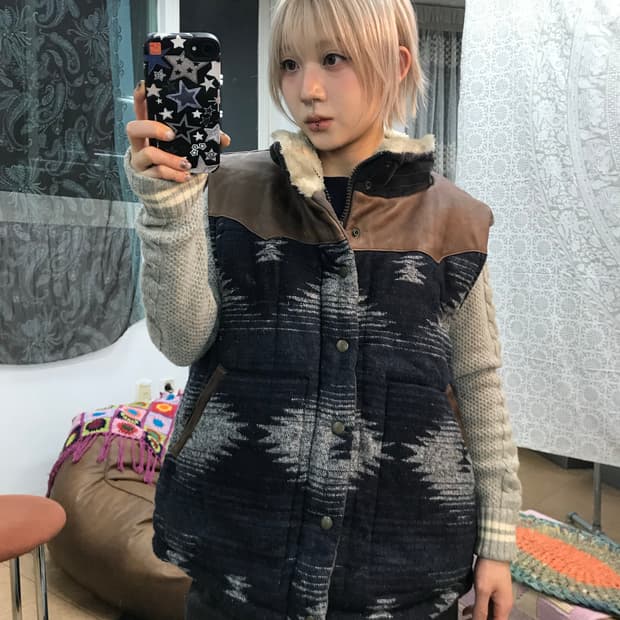 웨스티지 나바호 울 패딩조끼 