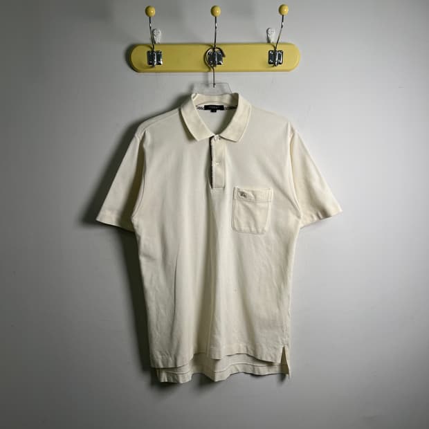 버버리 빈티지 크림 노바 체크 반팔 폴로 셔츠 M