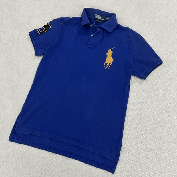 폴로 랄프로렌 블루 반팔 폴로티 숫자3 패치 s