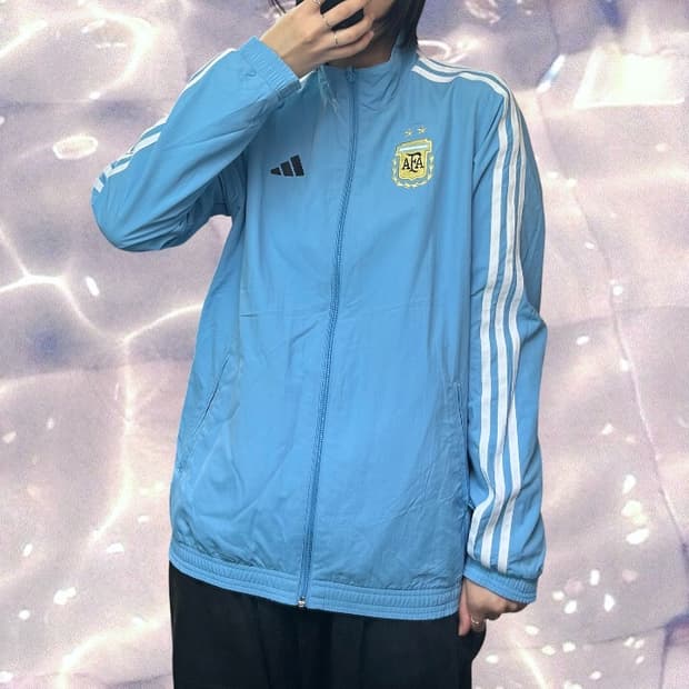 아디다스 아르헨티나 리버시블 양면 바람막이 자켓 스카이 블루 L
