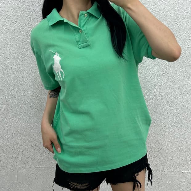 폴로 랄프로렌 화이트 빅포니 민트 pk반팔 L