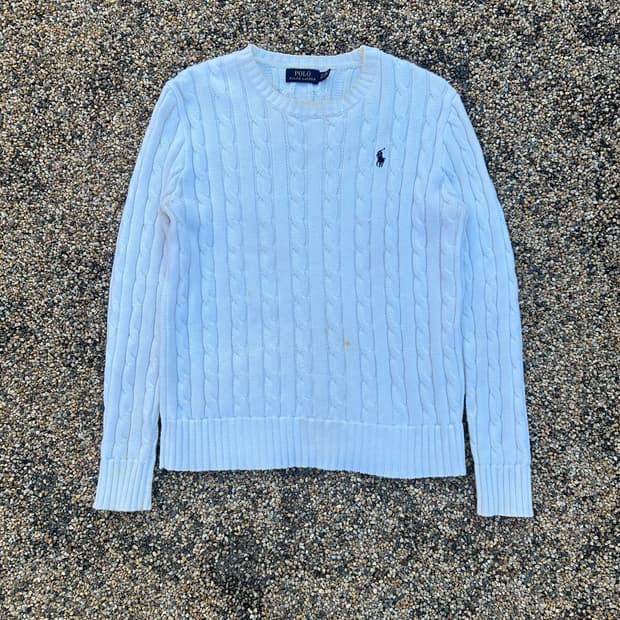 폴로 랄프로렌(polo ralph lauren) 화이트 케이블 니트