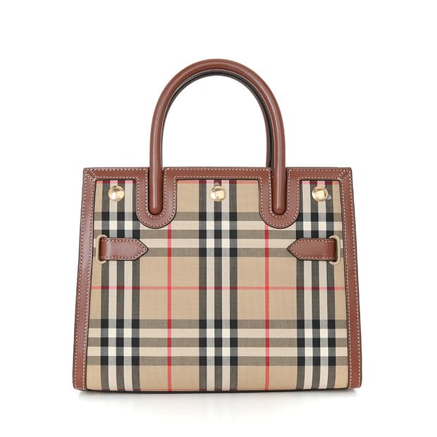 버버리 베이비 타이틀 배너 토트백 체크숄더 크로스 8025267