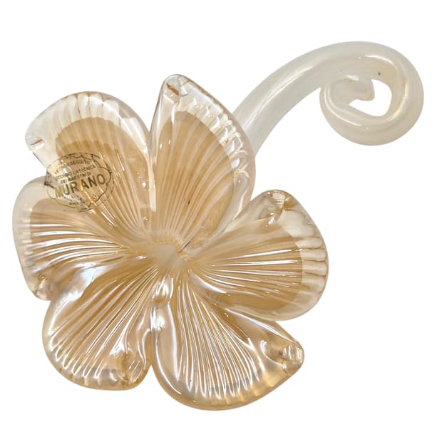 80s 이탈리아 무라노 엠버 히비스커스 오브제 