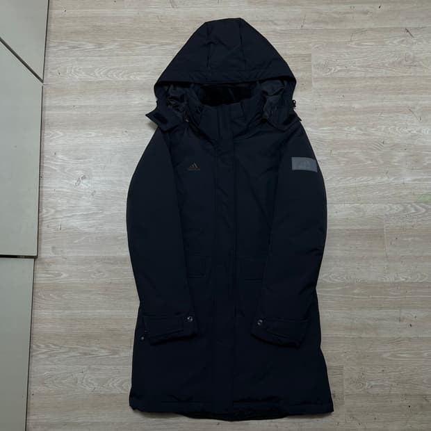 아디다스 덕다운 와펜 후드 파카 롱패딩 점퍼 [블랙] S/90