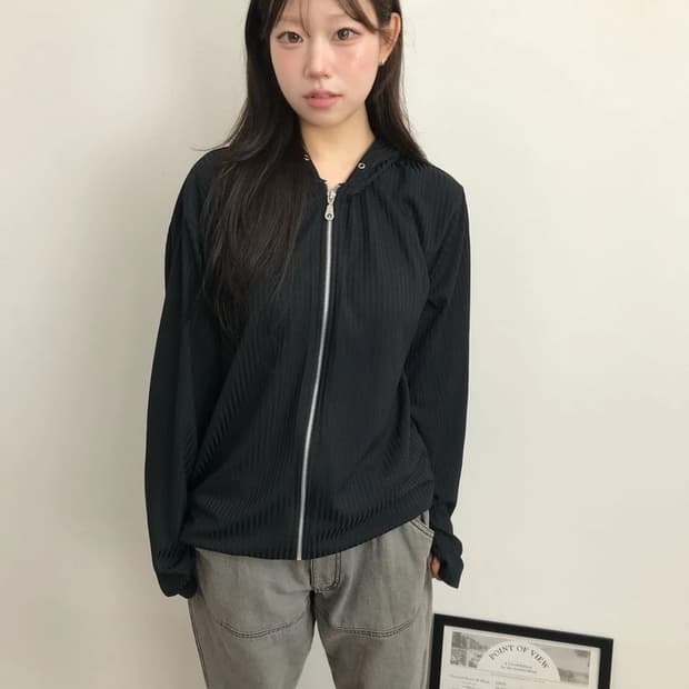 JPN Ribbed Slim Zip Hoodie