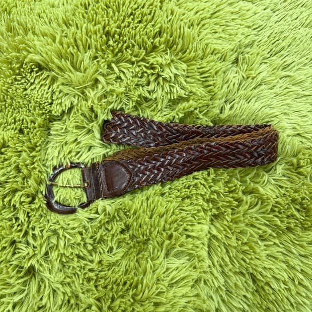 빈티지 리얼 레더 위빙 벨트