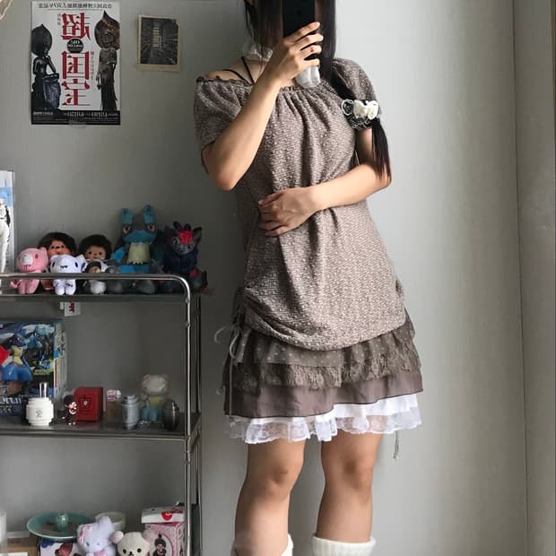 모리 오프숄더 캉캉 레이스 원피스
