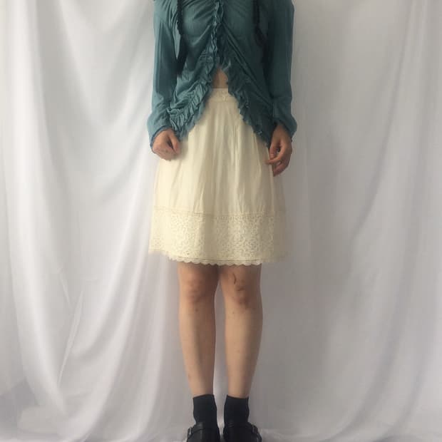 Frill shirring cardigan