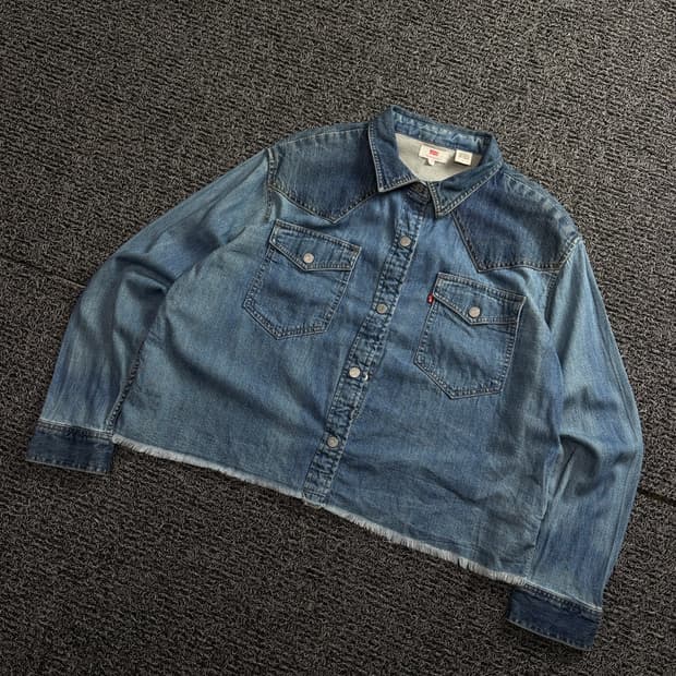 리바이스 아메카지 웨스턴 컷팅 데님 크롭 셔츠 1770