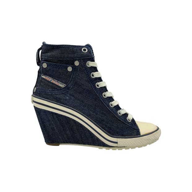 240 W Vtg 디젤 웨지힐 데님 스니커즈