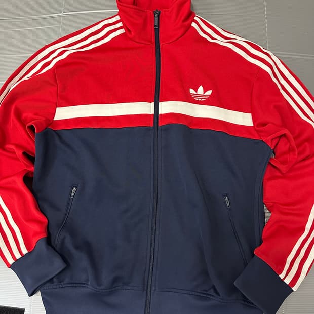 아디다스 트랙탑 져지 레드 네이비 M