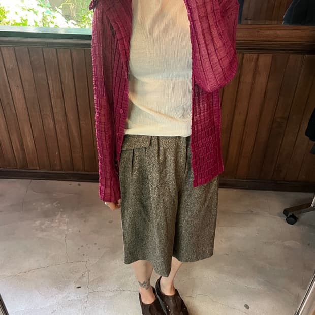 SUNAOKUWAHARA tweed wool pants