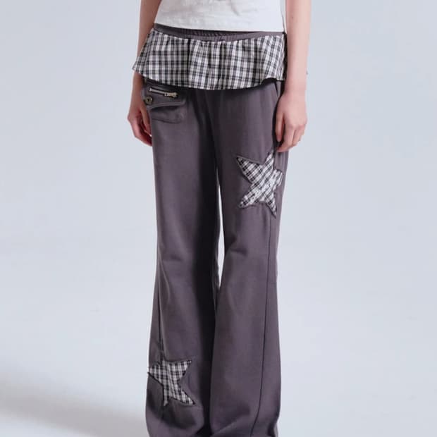 CHECKED FRILL SKIRT CUT-OFF BOOTS CUT PA