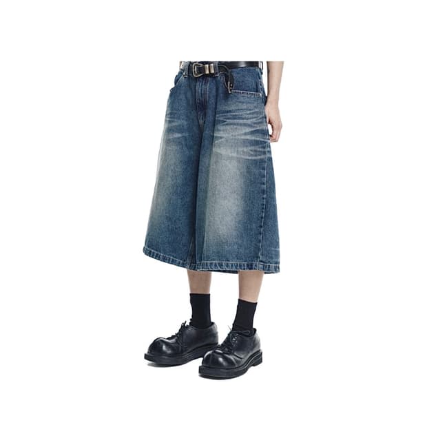 (1회착 택포가격) 이지노이지 8부 데님 버뮤다팬츠 딥블루 2번