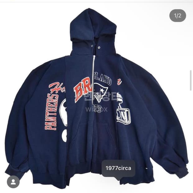 77circa 나나써카 빈티지 반집업 후드 os