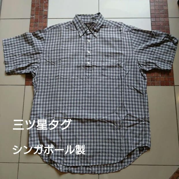 90s RRL 더블알엘 삼스타 탭 체크 반팔 풀오버 셔츠
