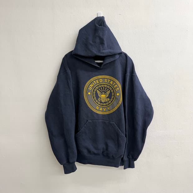 90S US navy soffee usa 네이비 후드 M