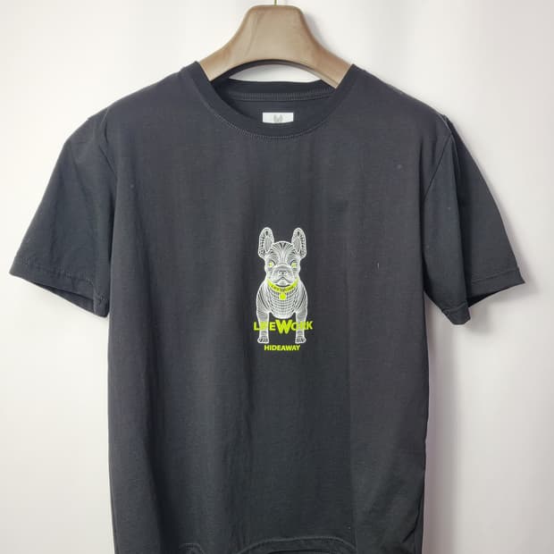 라이프워크 불독 로고 블랙 반팔 티셔츠