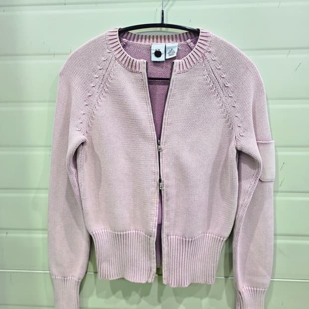 아르마니 익스체인지 핑크 니트 집업 가디건