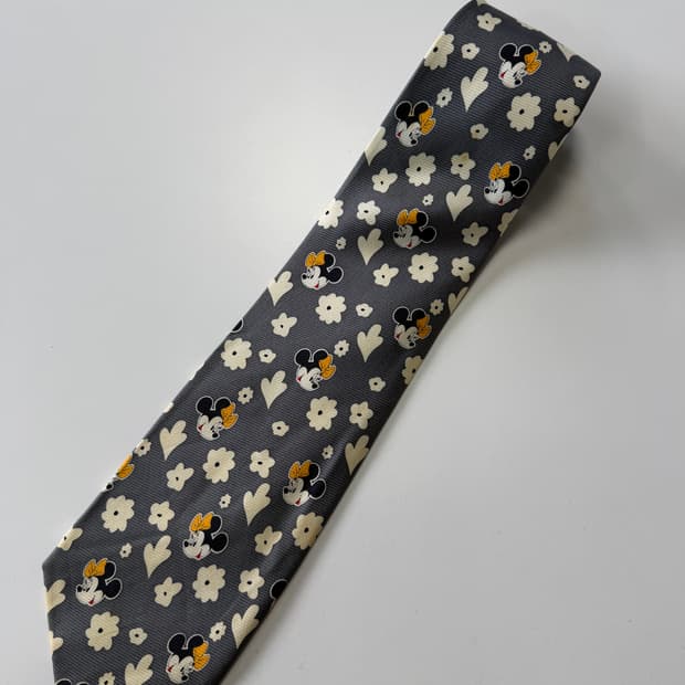 미키마우스 패턴 실크 넥타이 9.3cm