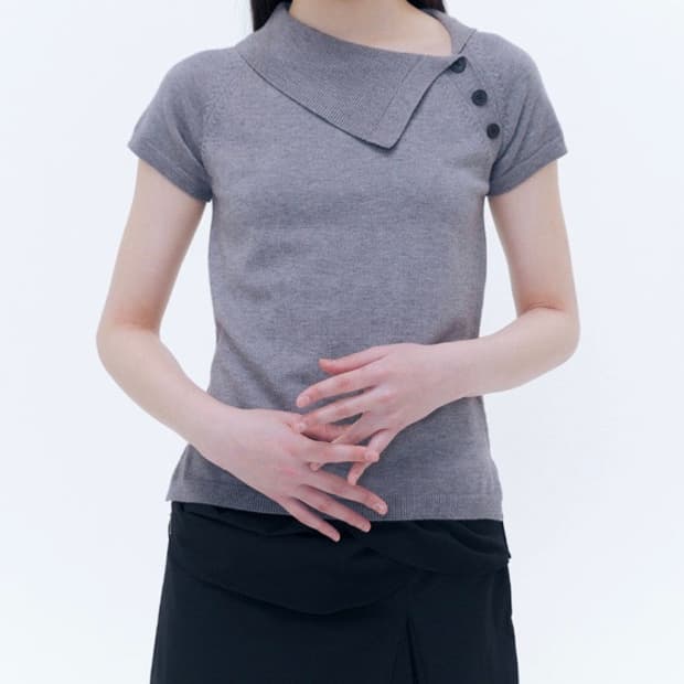 Miseki seoul button flip knit top