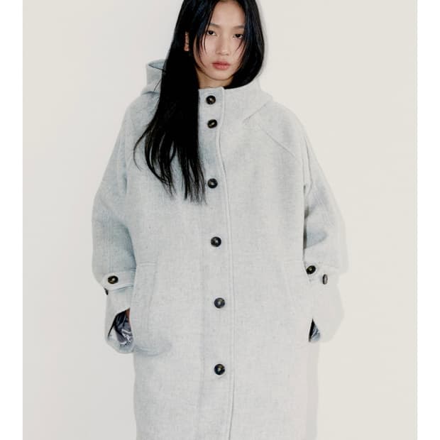 오피쉬 리치 울 하프 코트 gray