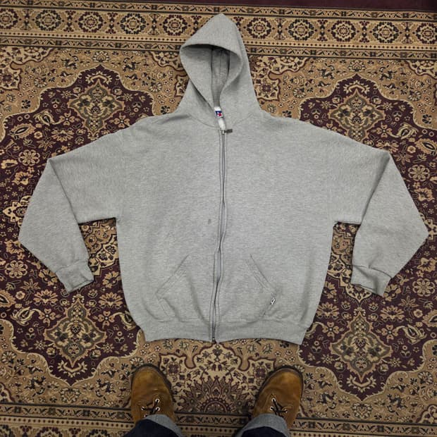 90s 빈티지 러셀 후드집업 그레이 XL
