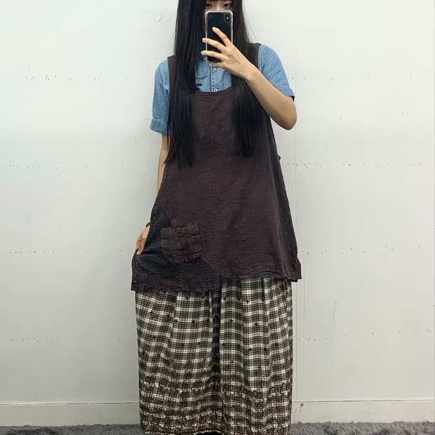 재패니즈 모리 코코아 슬리브리스 원피스