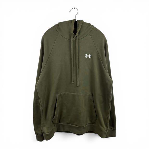 (2XL) 언더아머 자수로고 후드 티 카키