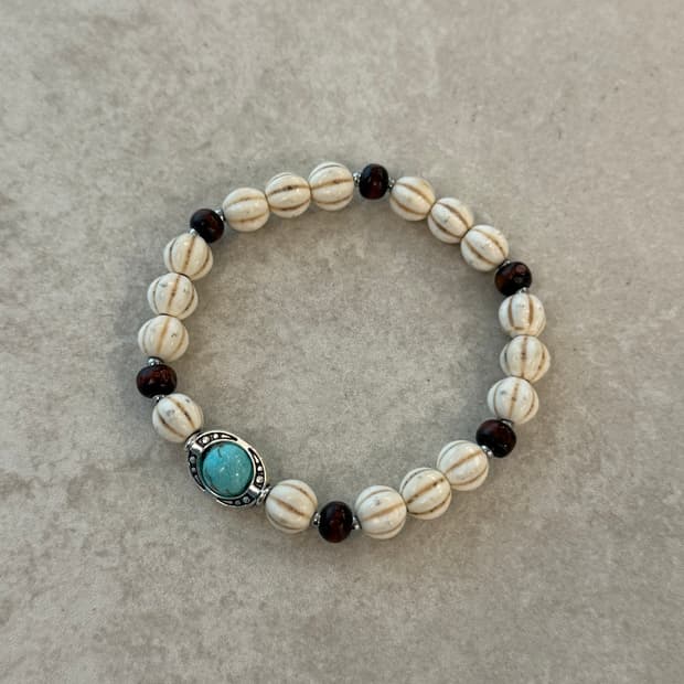 산호 터키석 포인트 팔찌