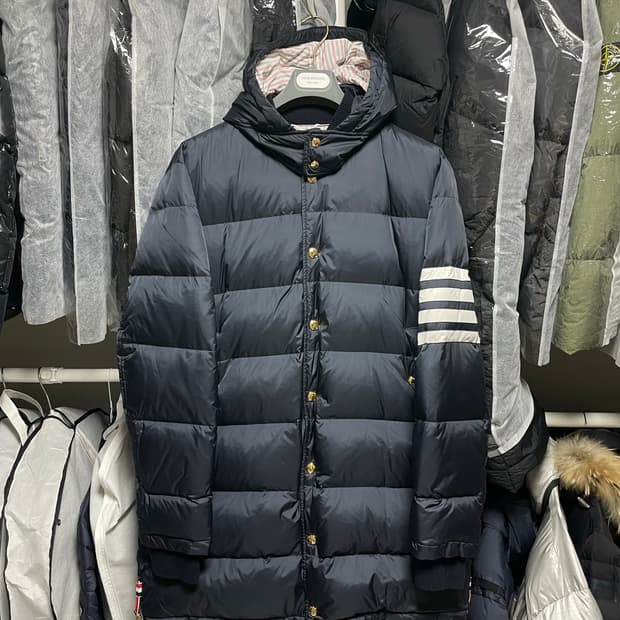 [4사이즈] 톰브라운 매트 나일론 사선 다운 코트 패딩자켓