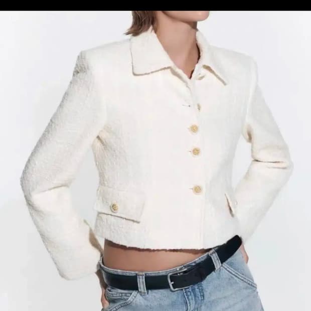 자라 스트럭처 쇼트 블레이즈 트위드 크롭자켓 봄가을자켓