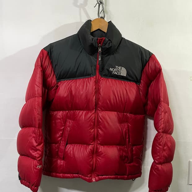노스페이스 눕시 패딩 점퍼 레어색상 레드 66사이즈 