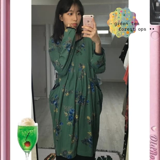 그린티 포레스트 롱슬리브 원피스
