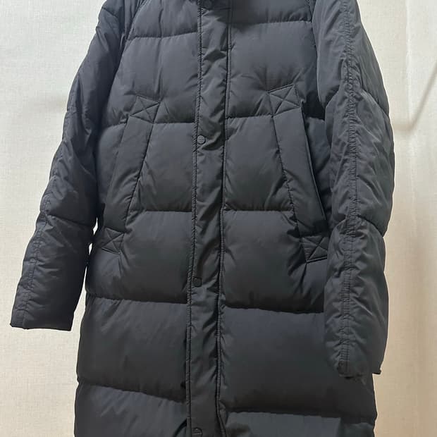 TATE 블랙 거위털 롱패딩