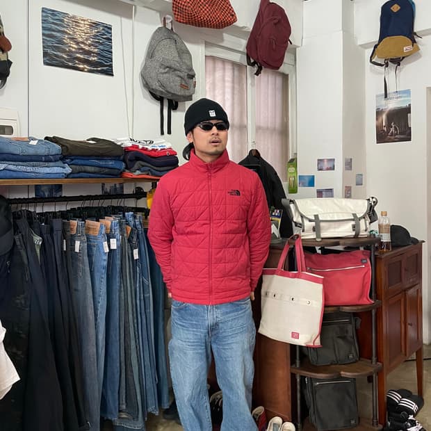 노스페이스 경량패딩 레드 XL